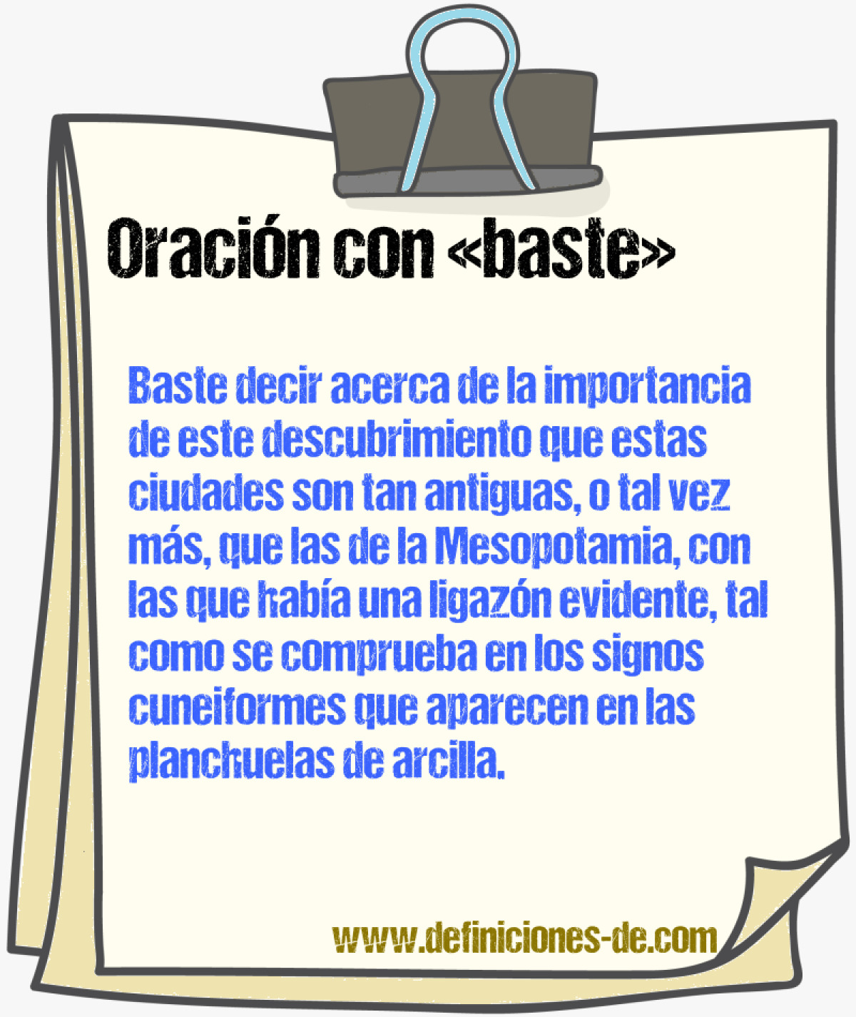 Ejemplos de oraciones con baste