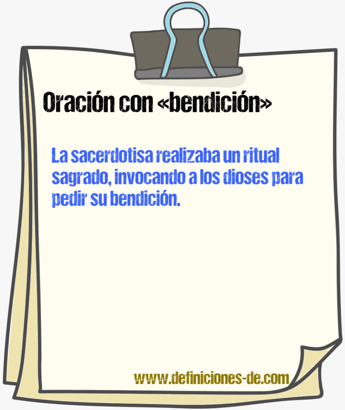 Ejemplos de oraciones con bendicin