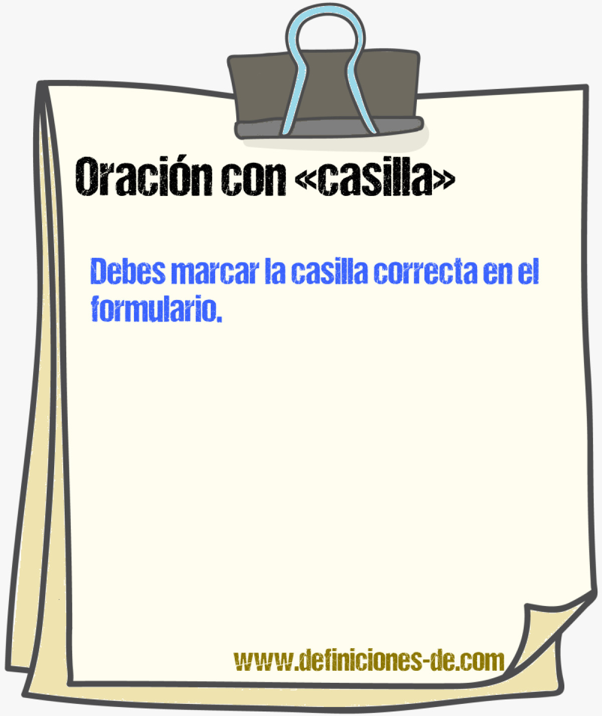 Ejemplos de oraciones con casilla