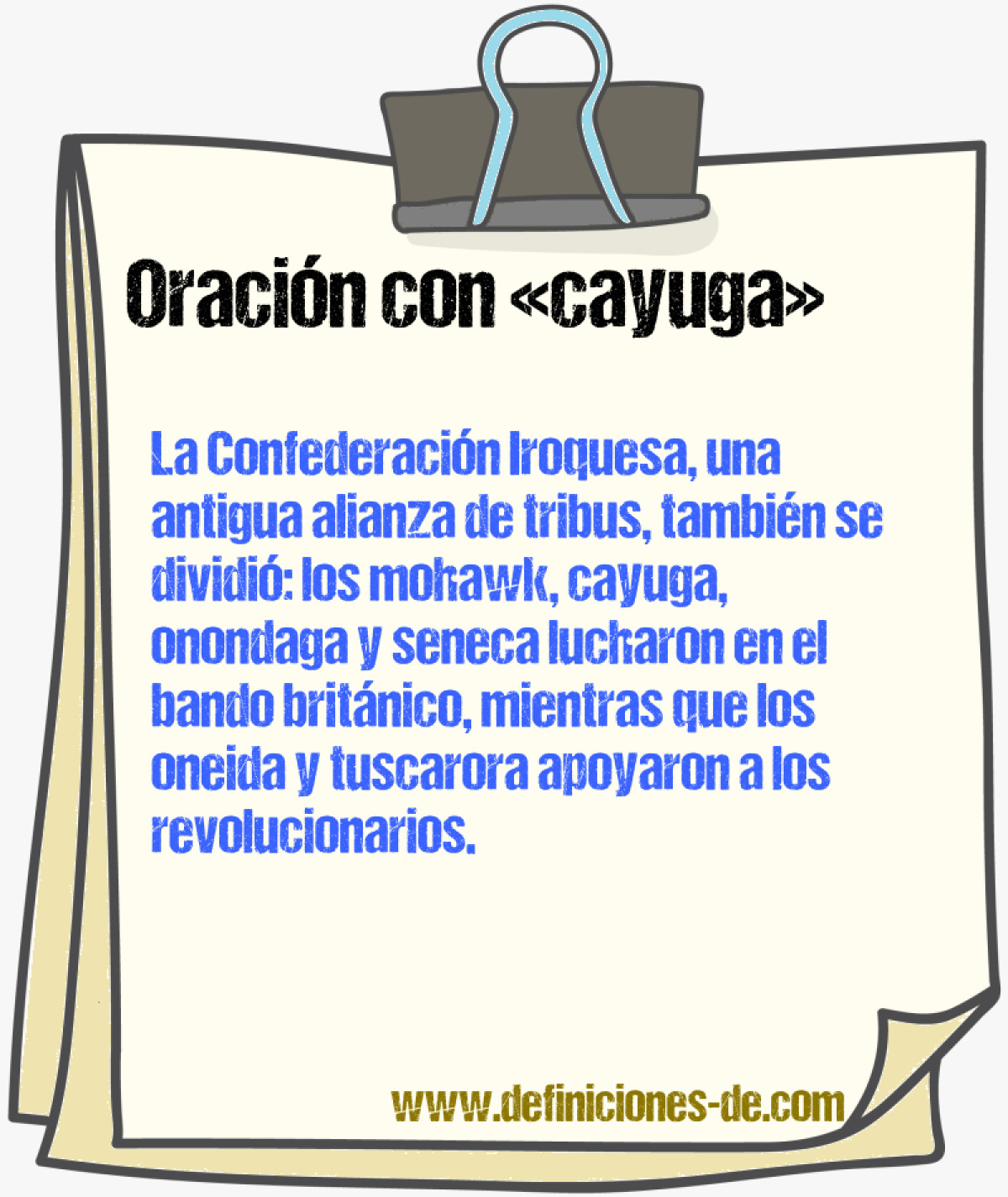 Ejemplos de oraciones con cayuga