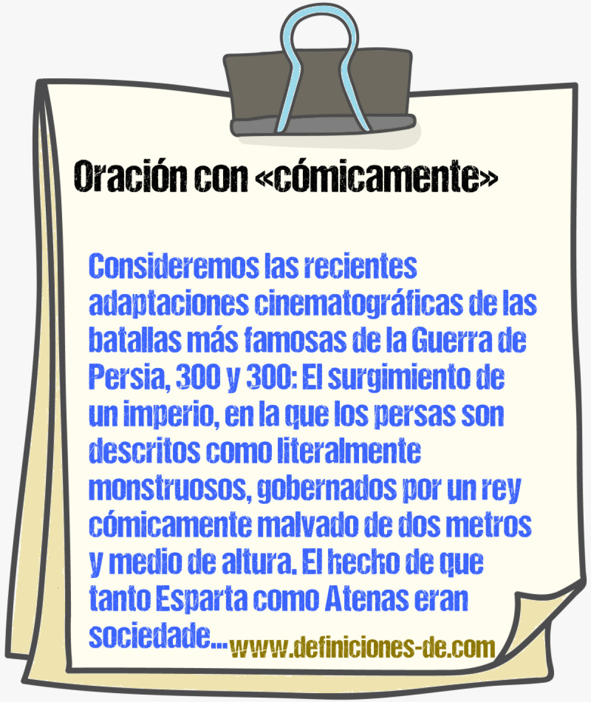 Ejemplos de oraciones con cmicamente