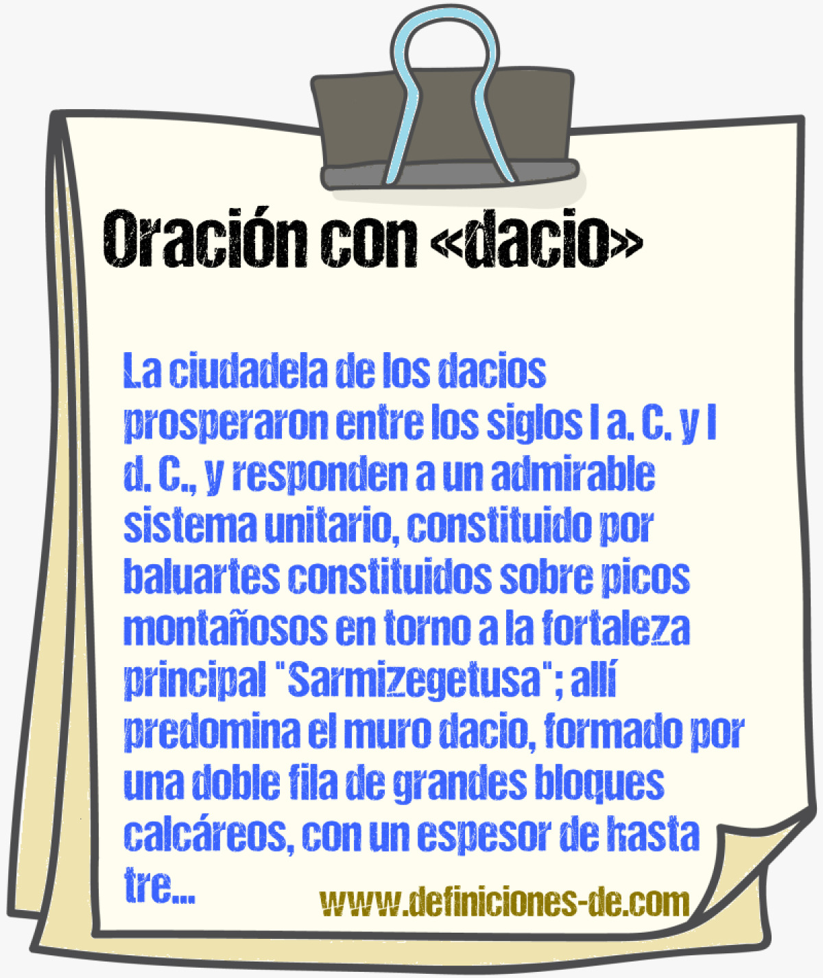 Ejemplos de oraciones con dacio