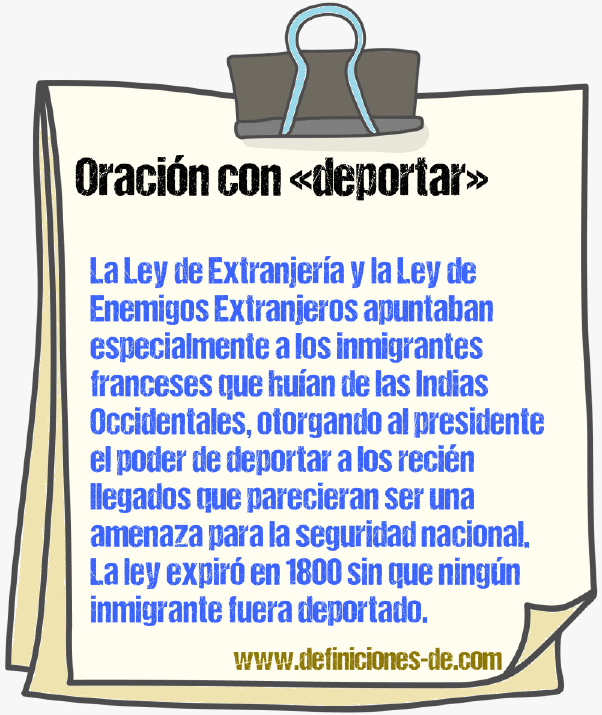 Ejemplos de oraciones con deportar