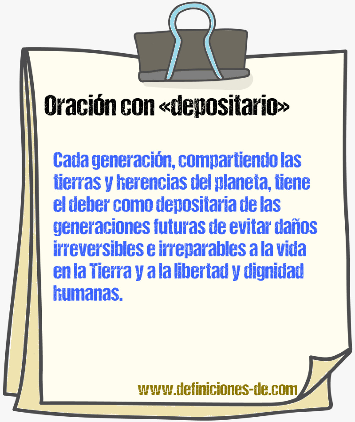 Ejemplos de oraciones con depositario