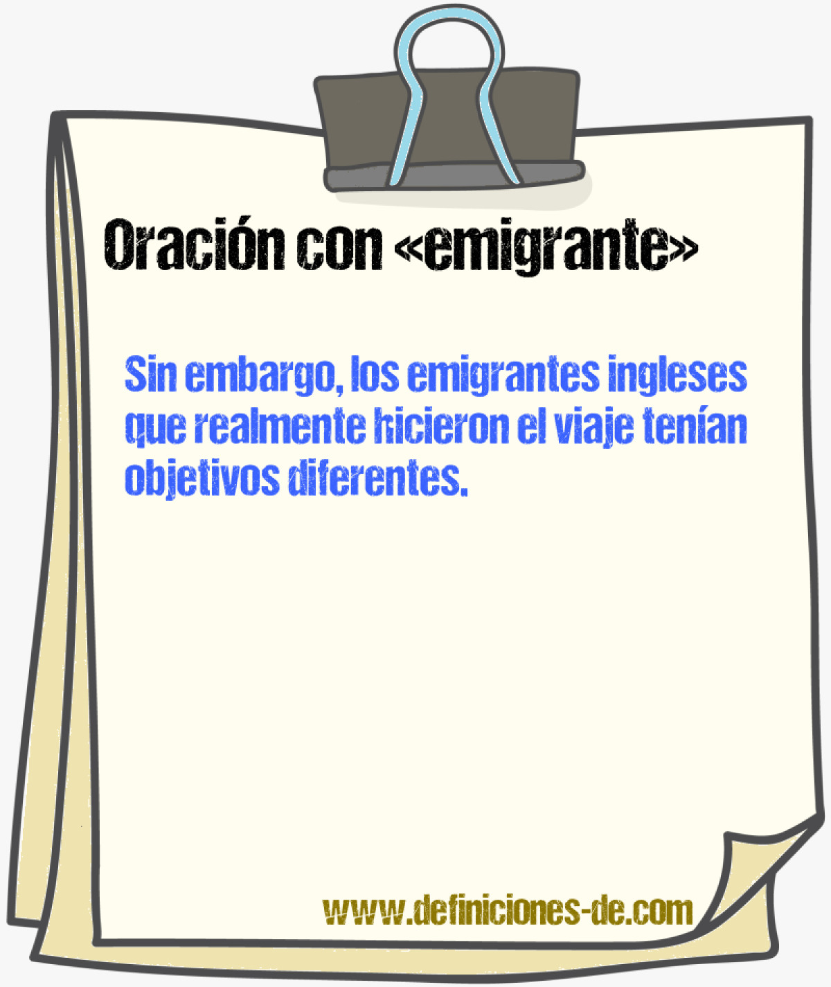 Ejemplos de oraciones con emigrante