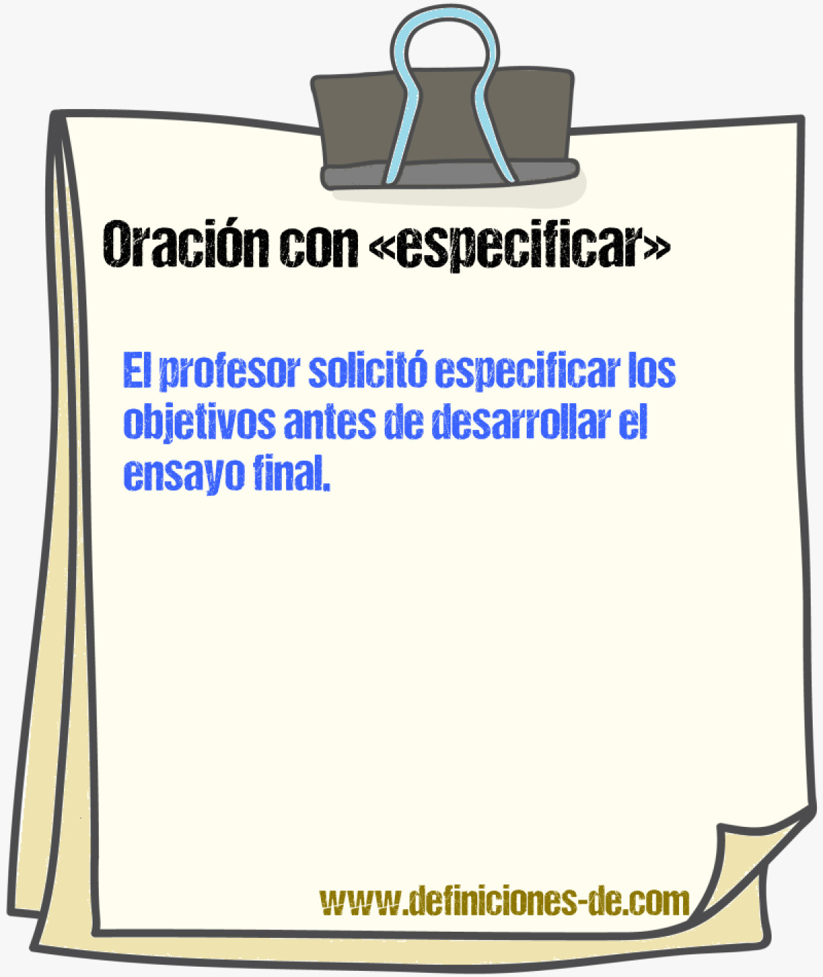 Ejemplos de oraciones con especificar