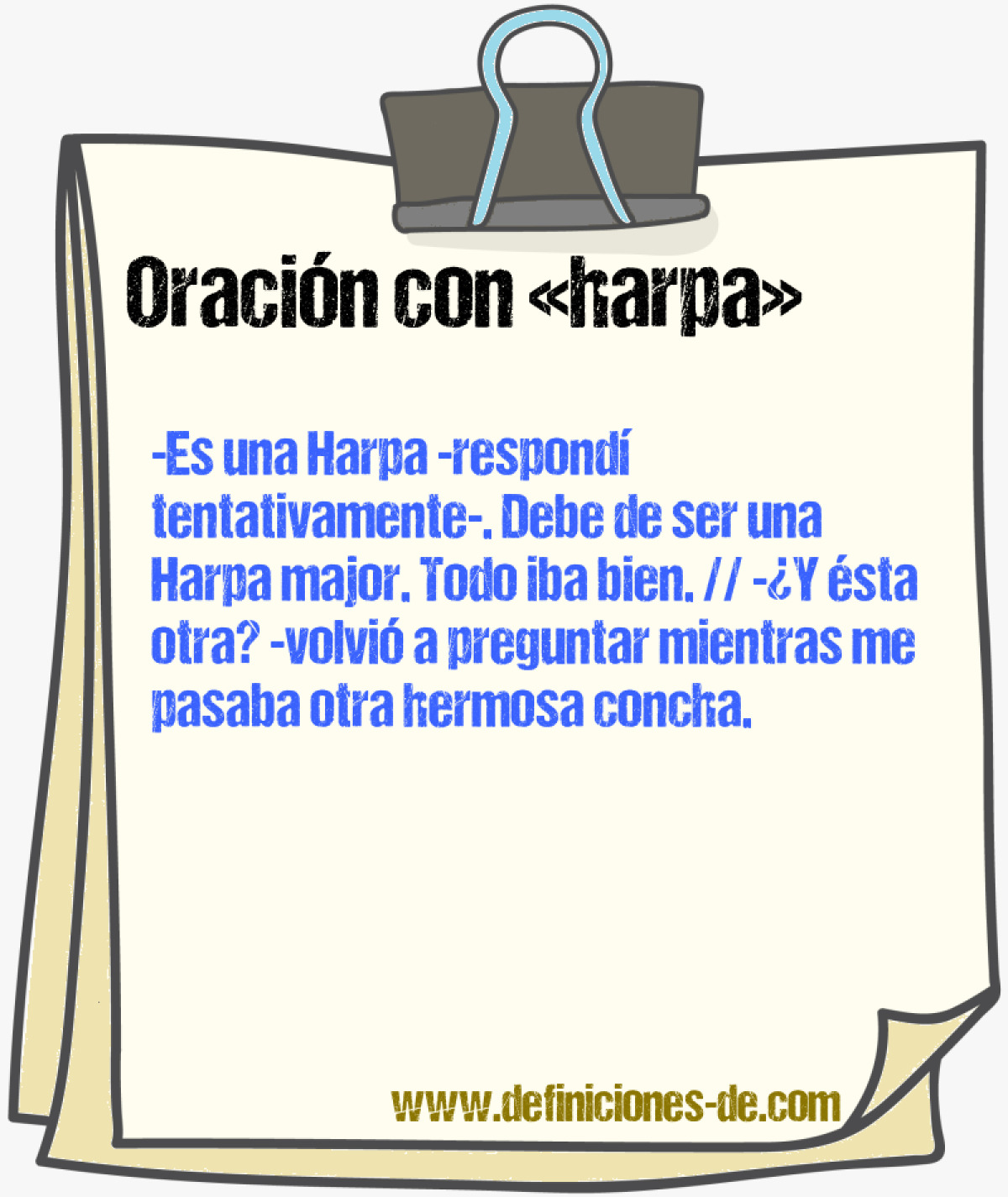 Ejemplos de oraciones con harpa