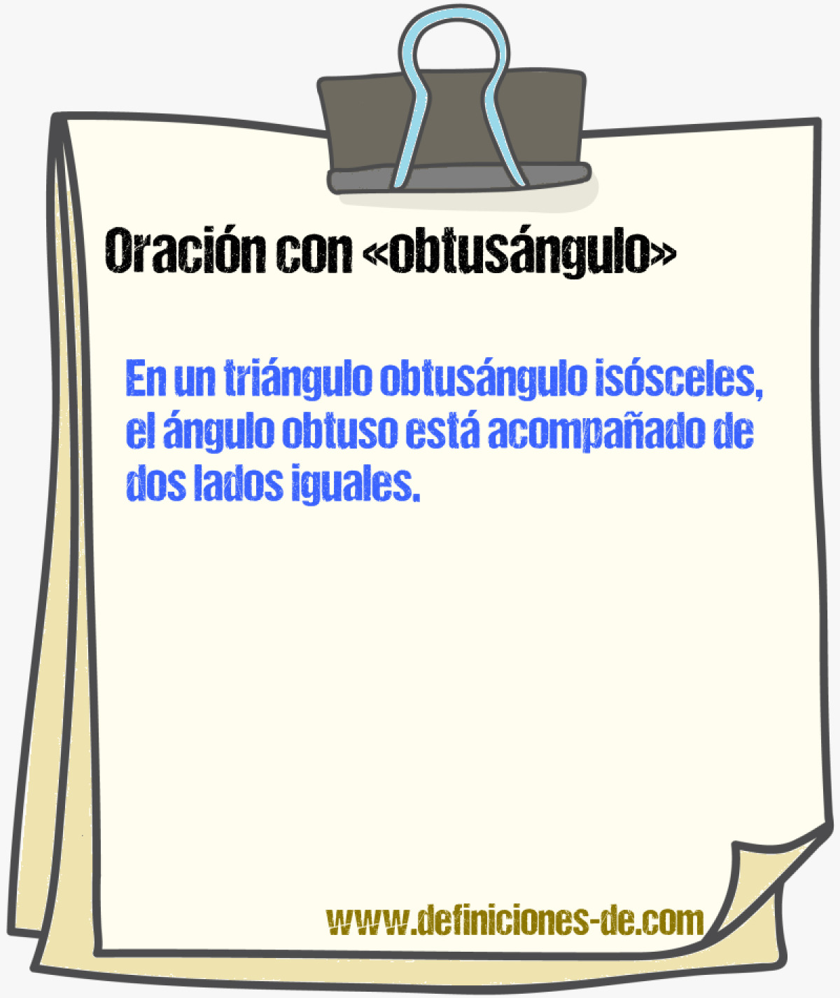 Ejemplos de oraciones con obtusngulo