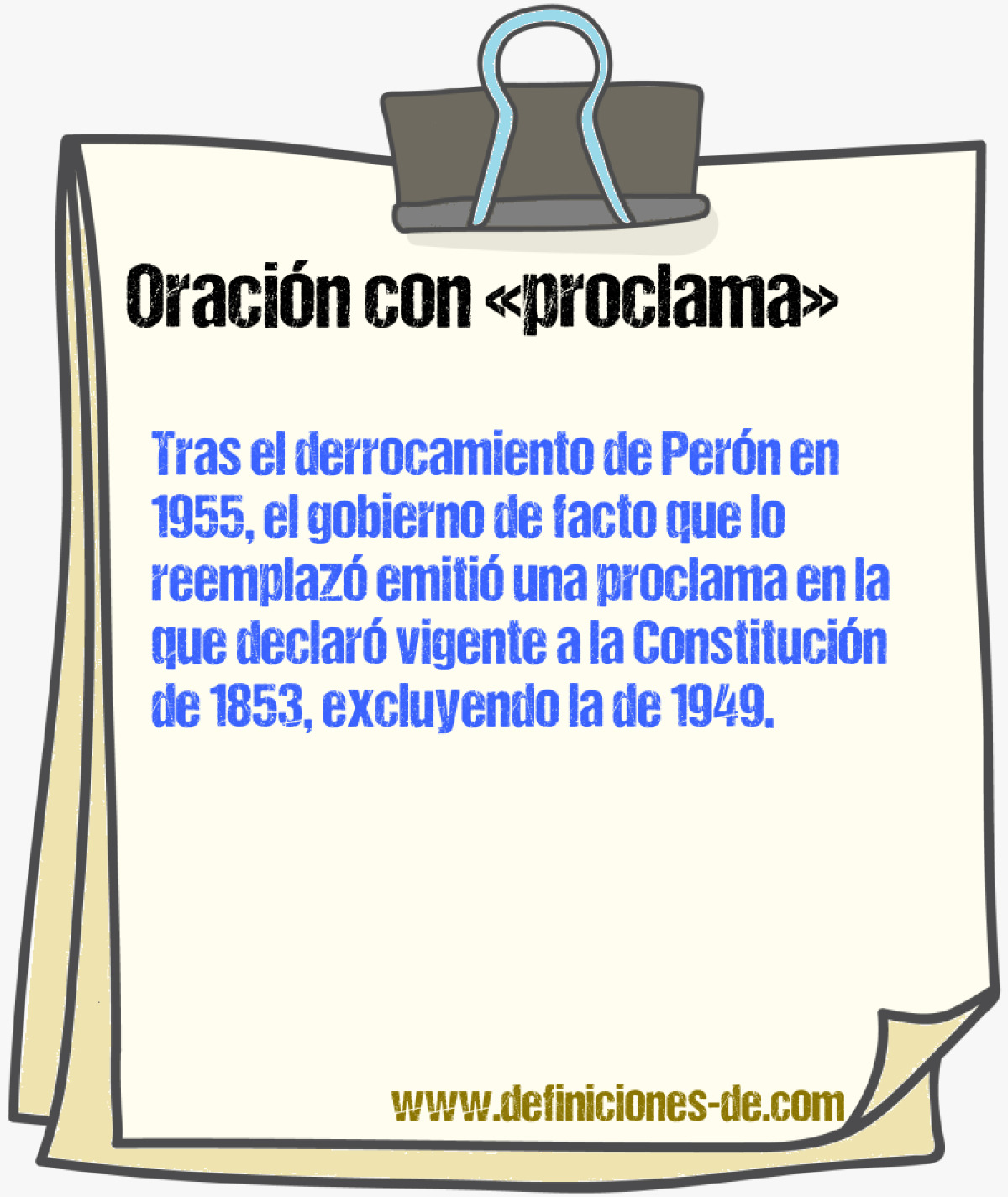 Ejemplos de oraciones con proclama