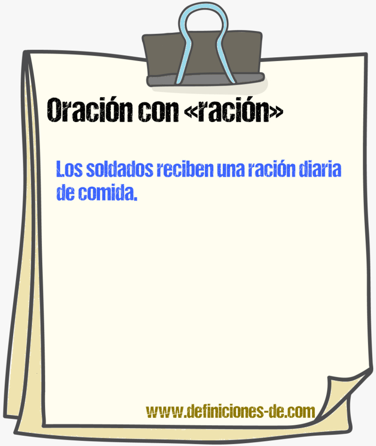 Ejemplos de oraciones con racin