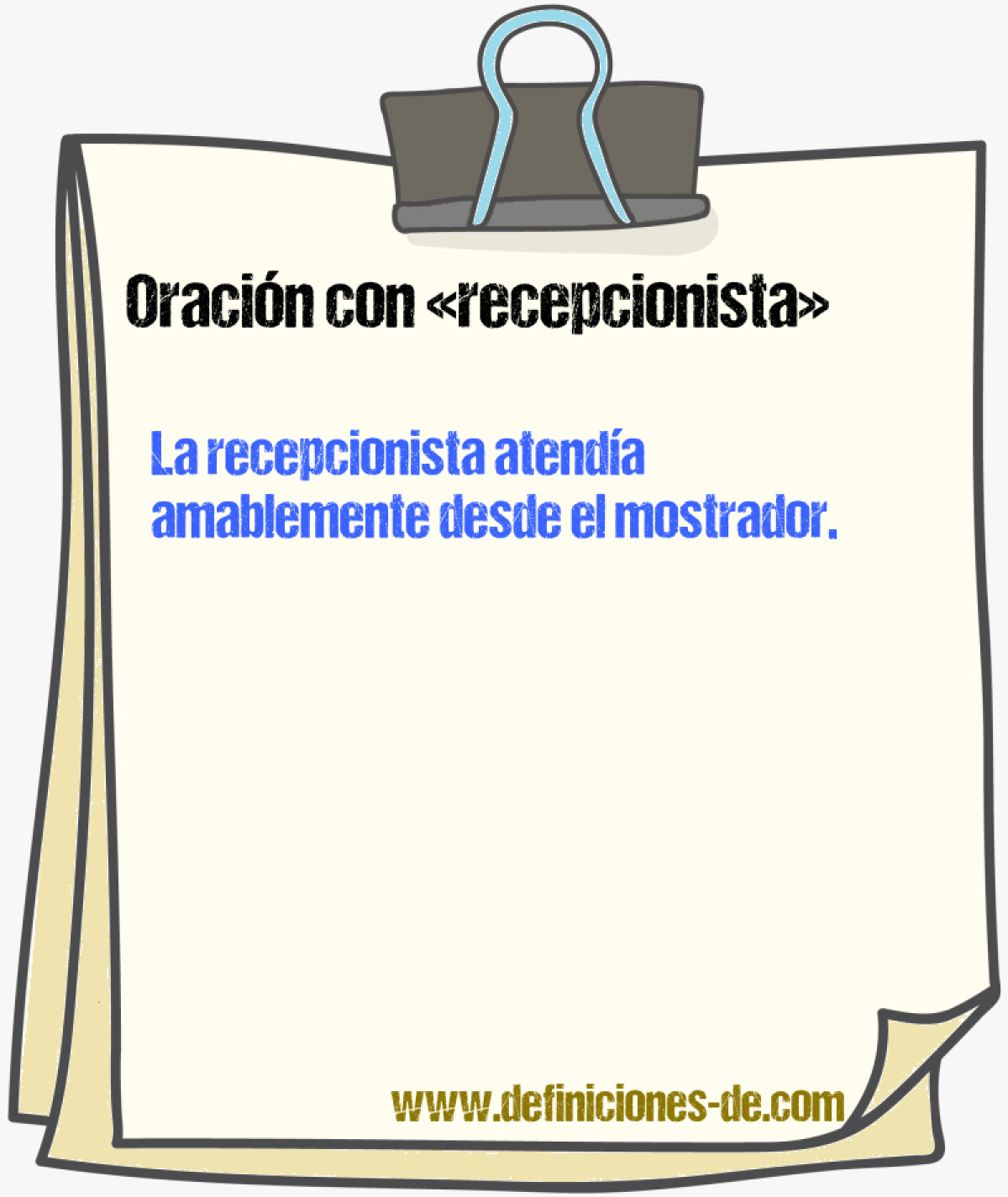 Ejemplos de oraciones con recepcionista