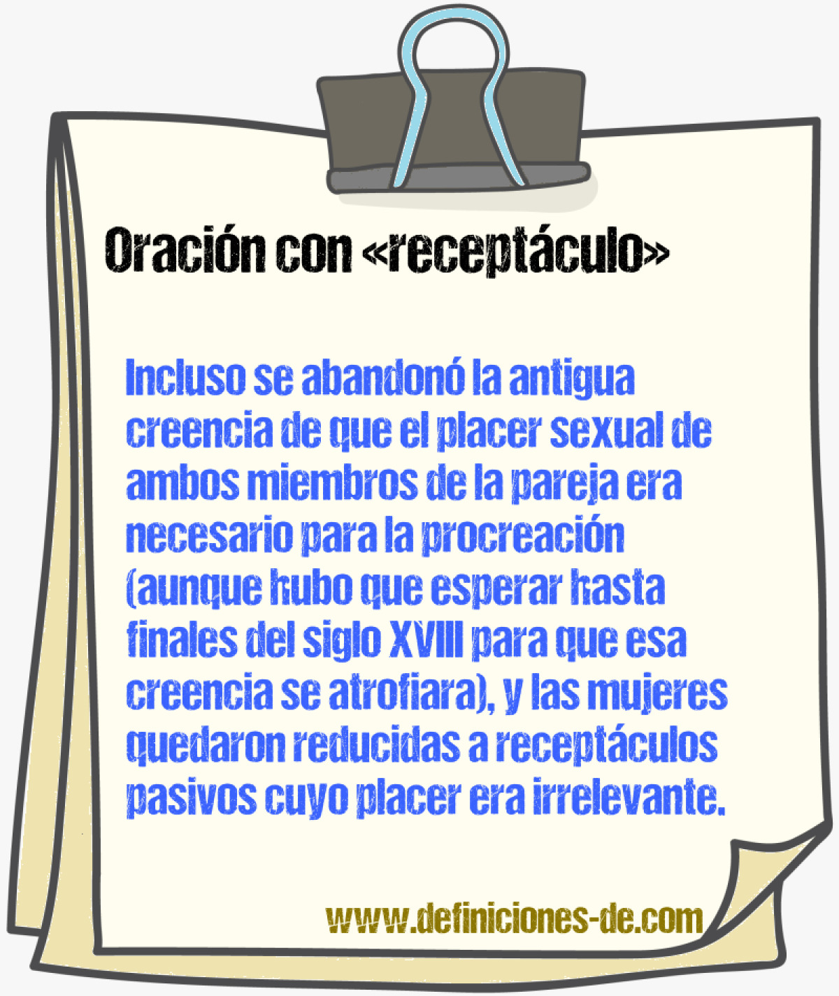 Ejemplos de oraciones con receptculo