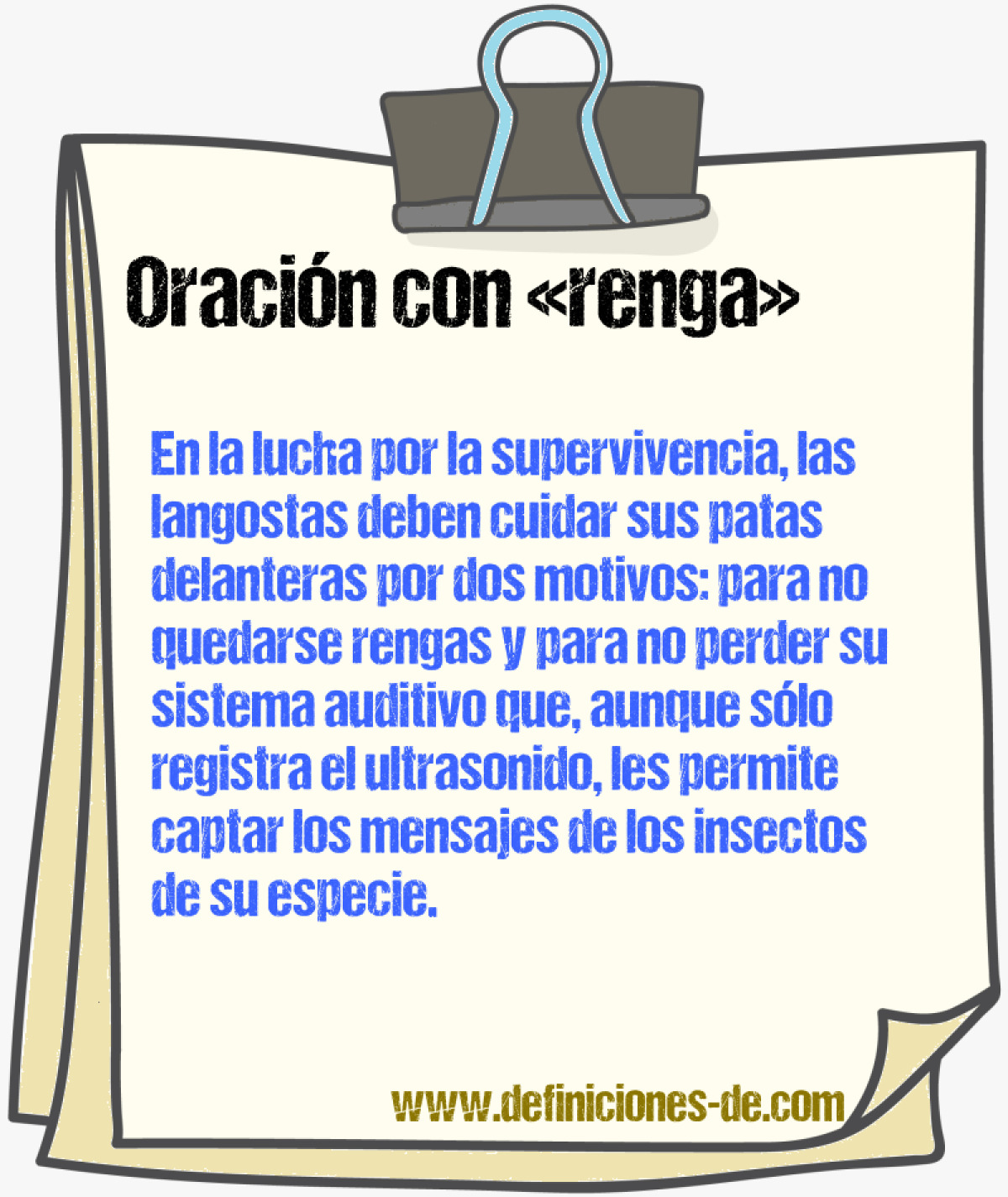 Ejemplos de oraciones con renga