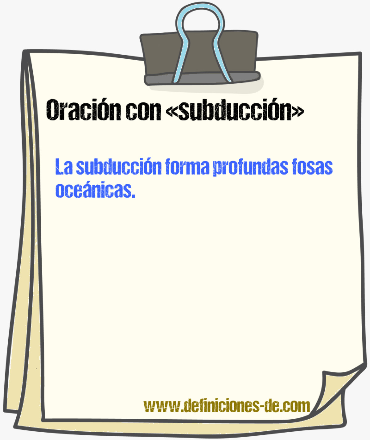 Ejemplos de oraciones con subduccin