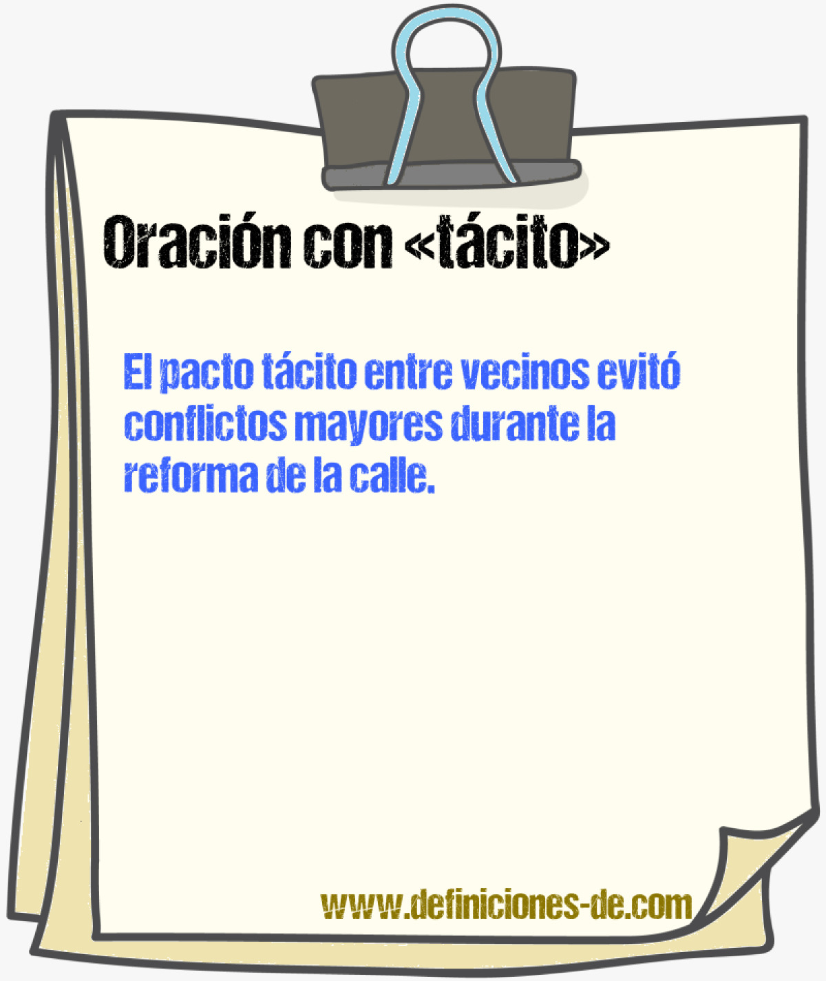 Ejemplos de oraciones con tcito