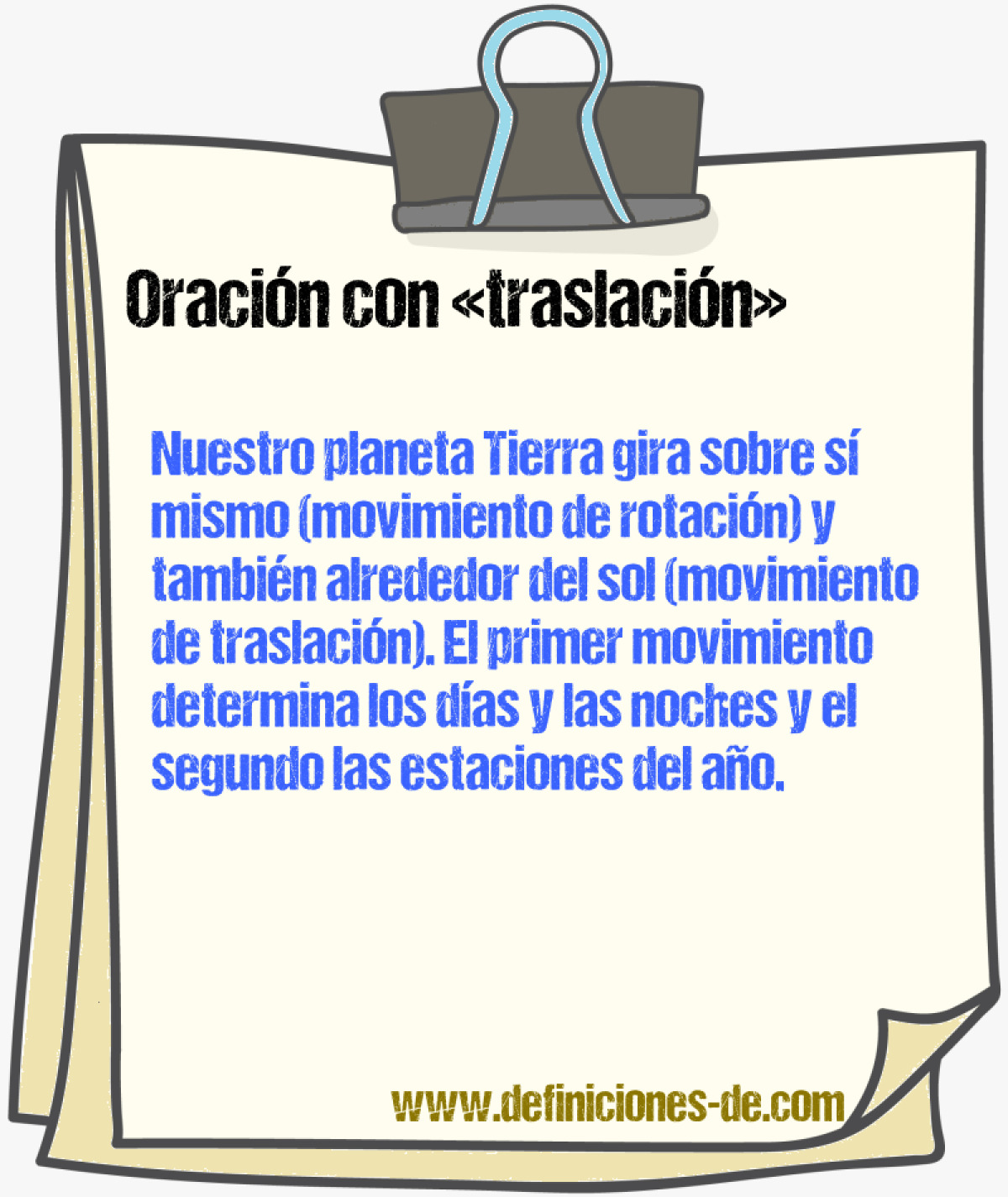 Ejemplos de oraciones con traslacin