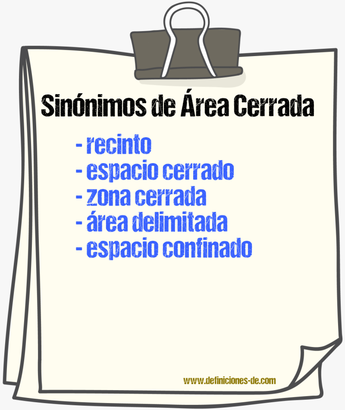 Sinónimos de área cerrada