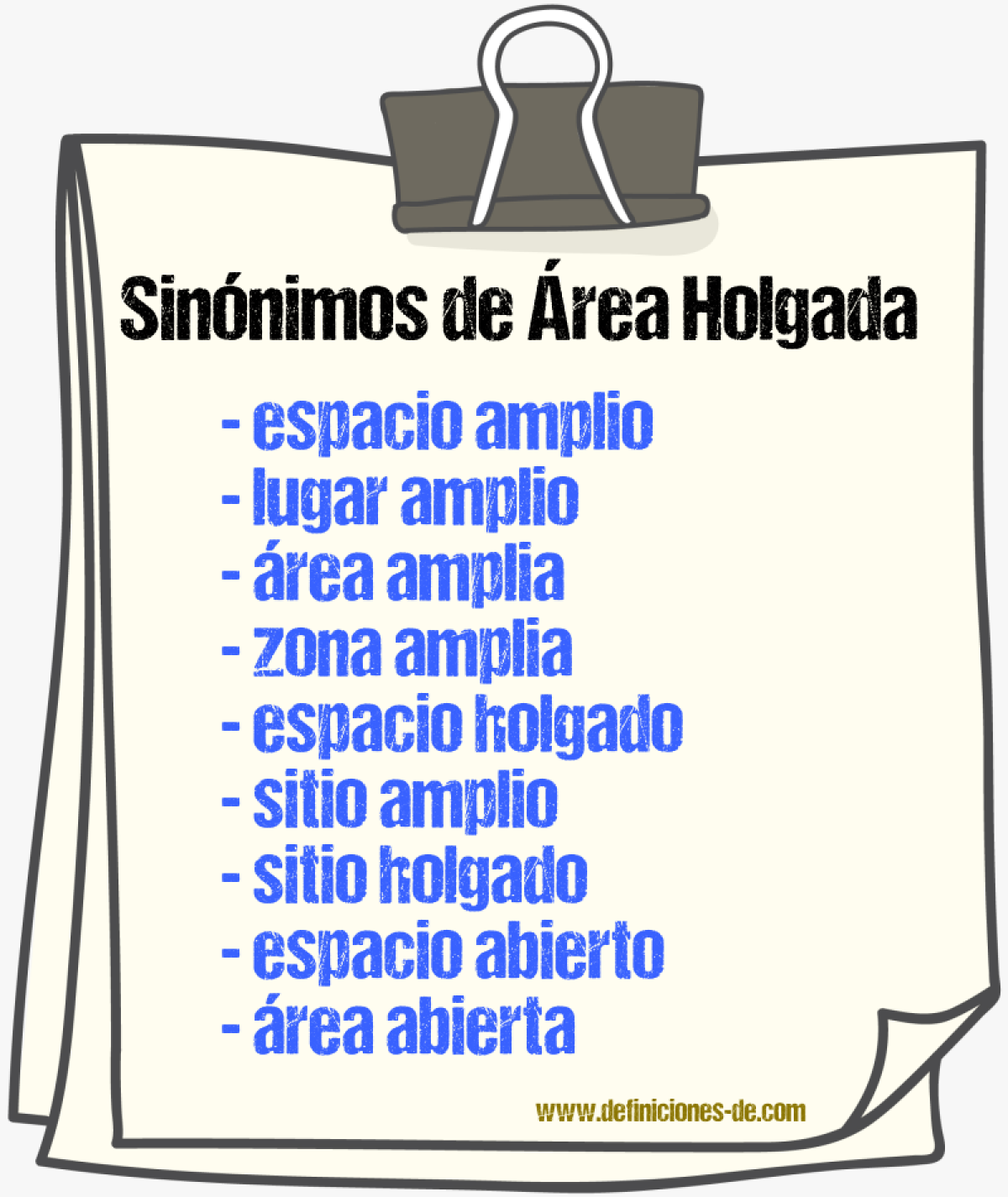 Sinónimos de área holgada