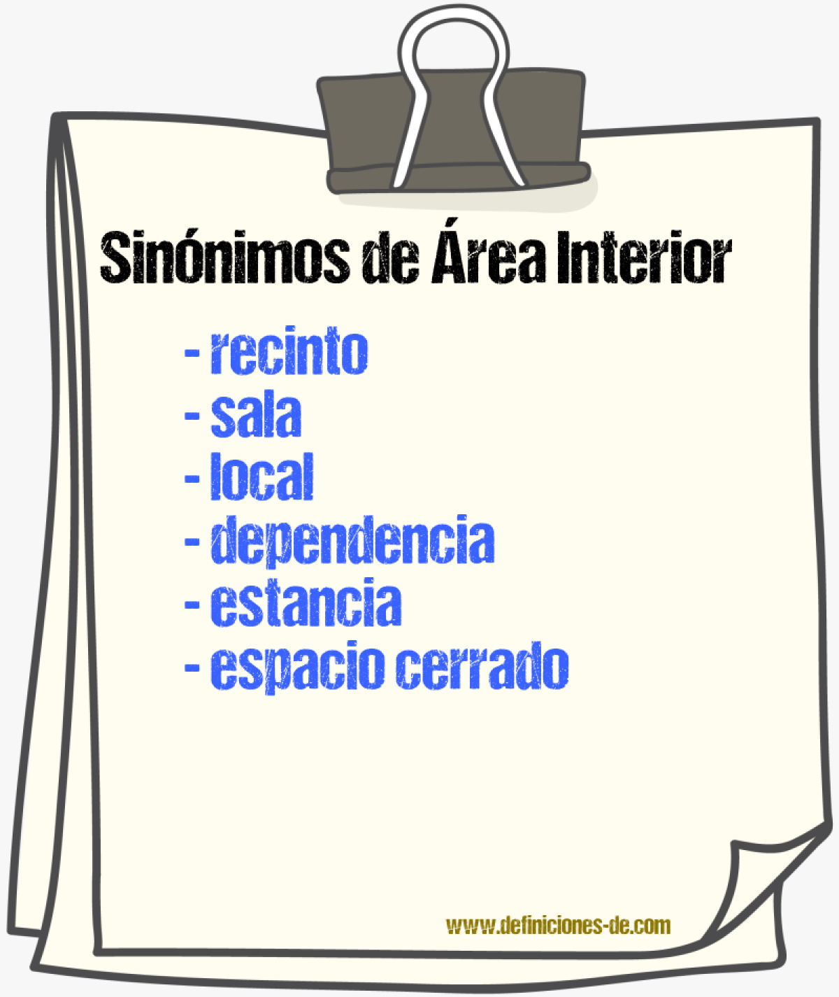 Sinónimos de área interior