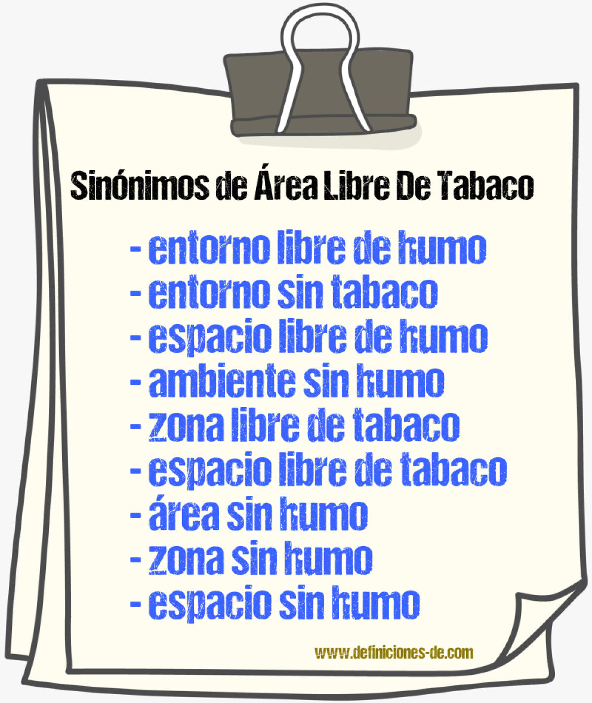 Sinónimos de área libre de tabaco