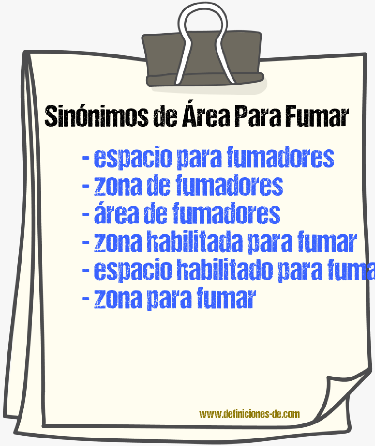 Sinónimos de área para fumar