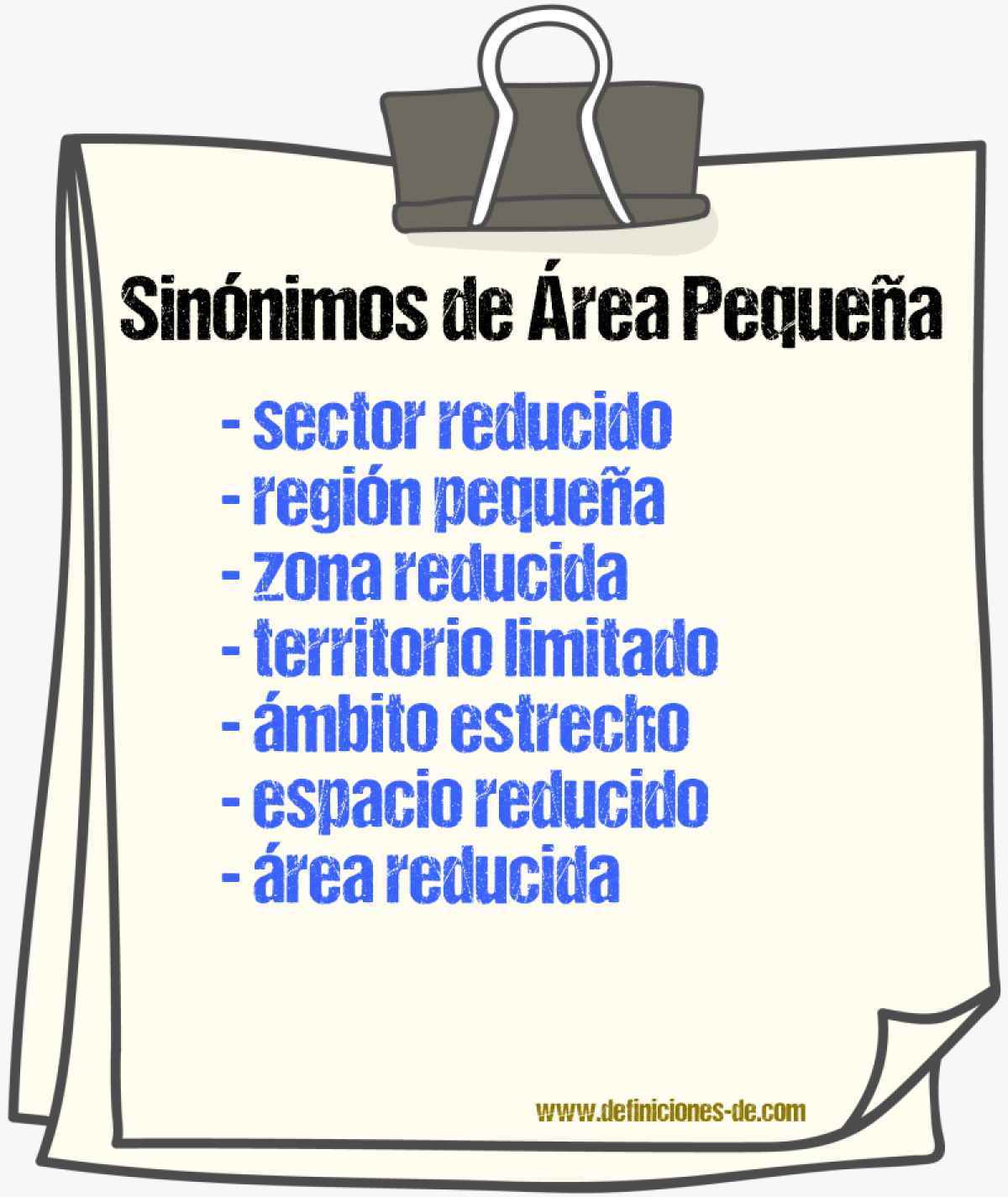 Sinónimos de área pequeña