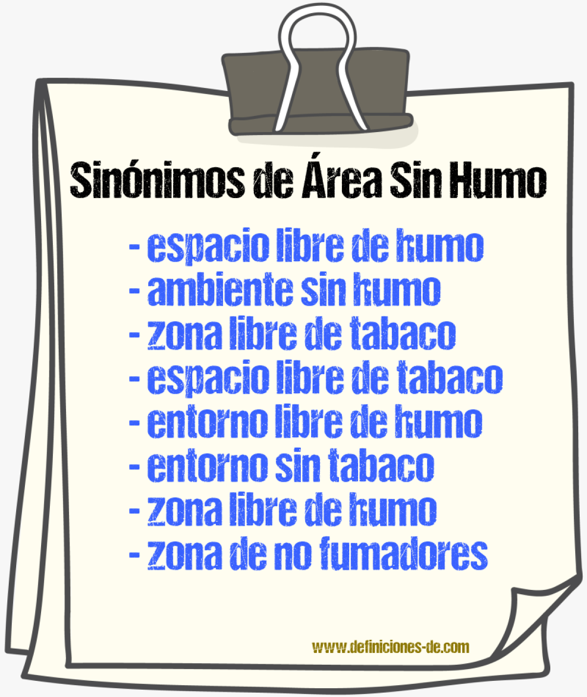 Sinónimos de área sin humo