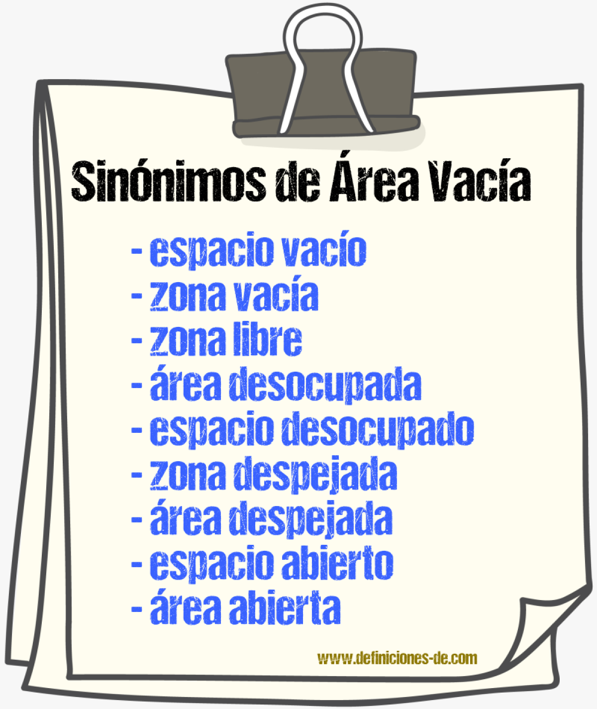 Sinónimos de área vacía