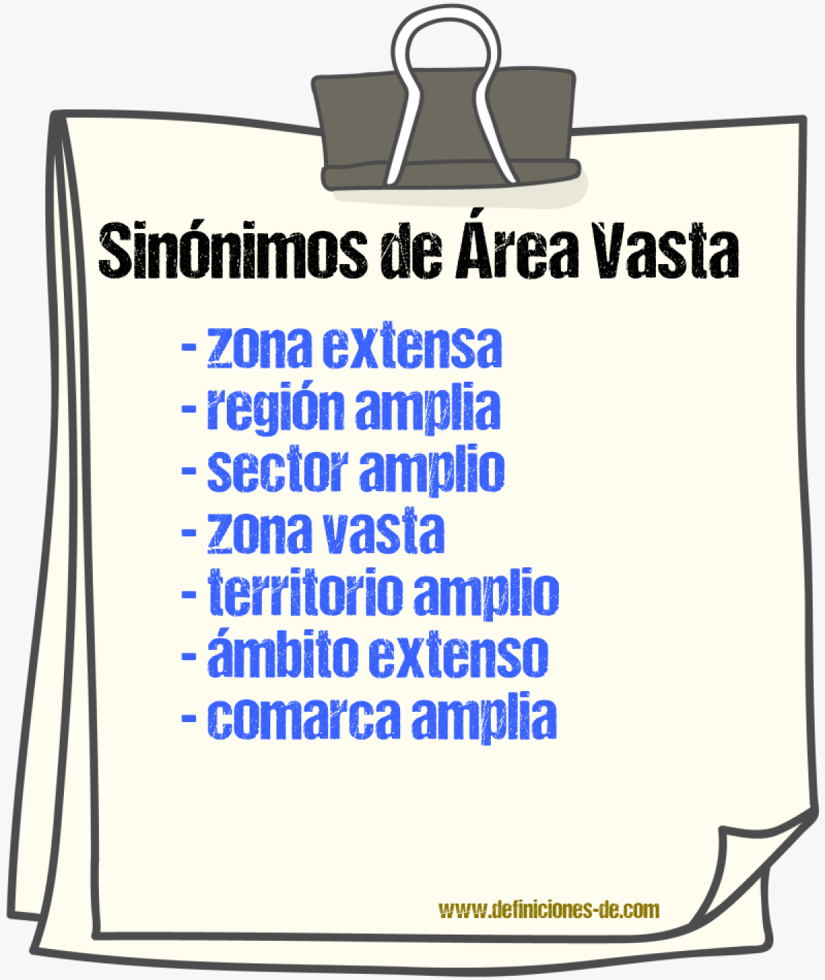 Sinónimos de área vasta