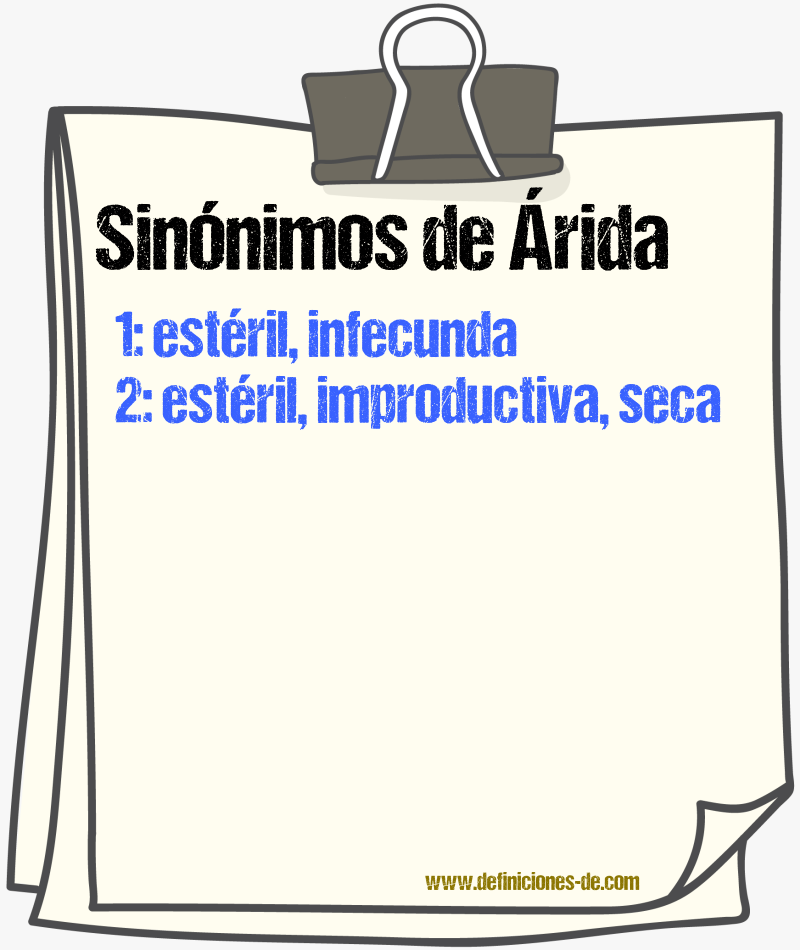 Sinónimos de árida