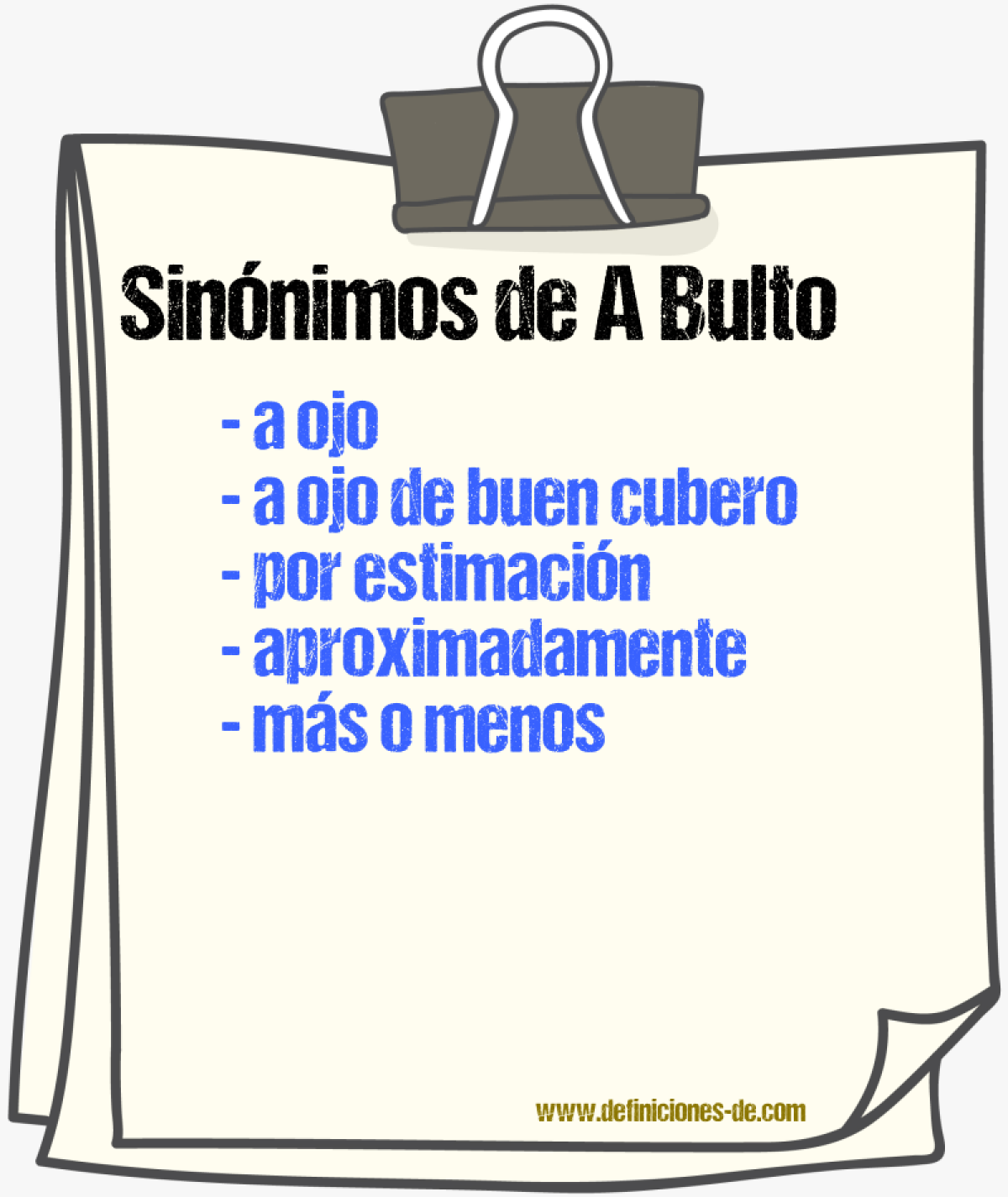 Sinónimos de a bulto