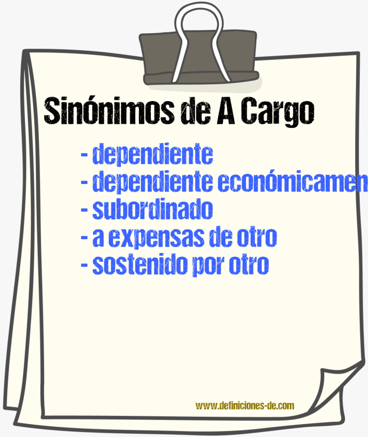 Sinónimos de a cargo