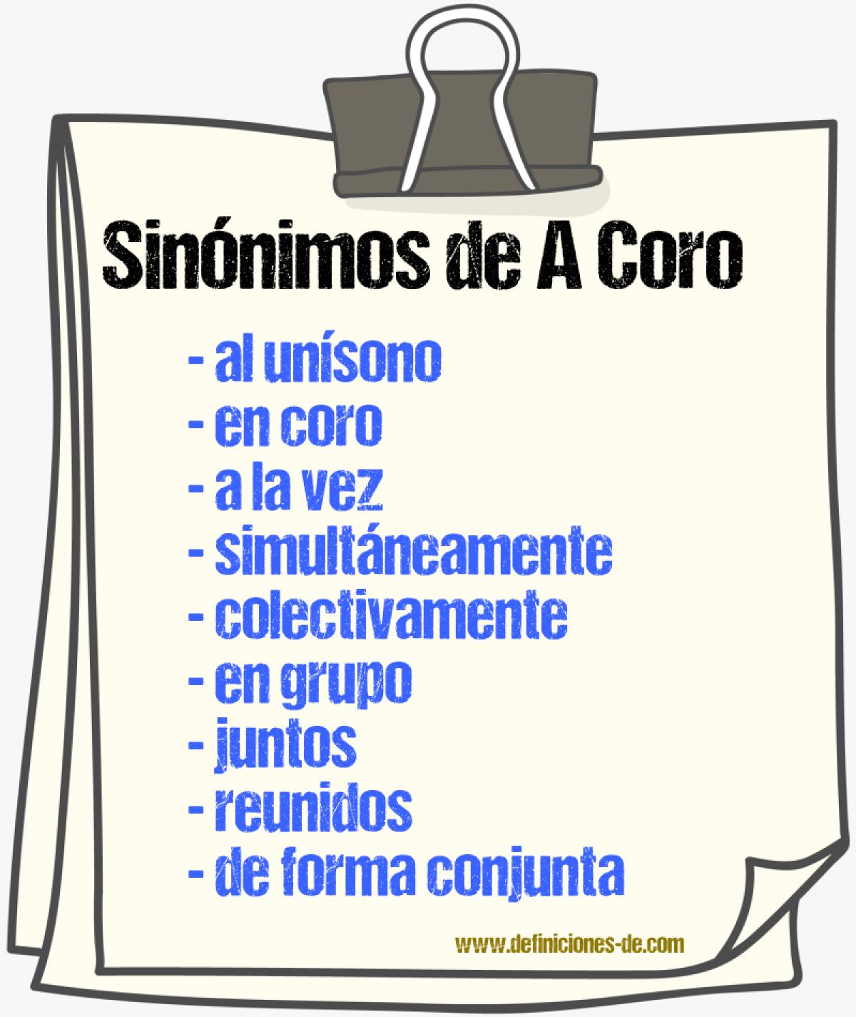 Sinónimos de a coro