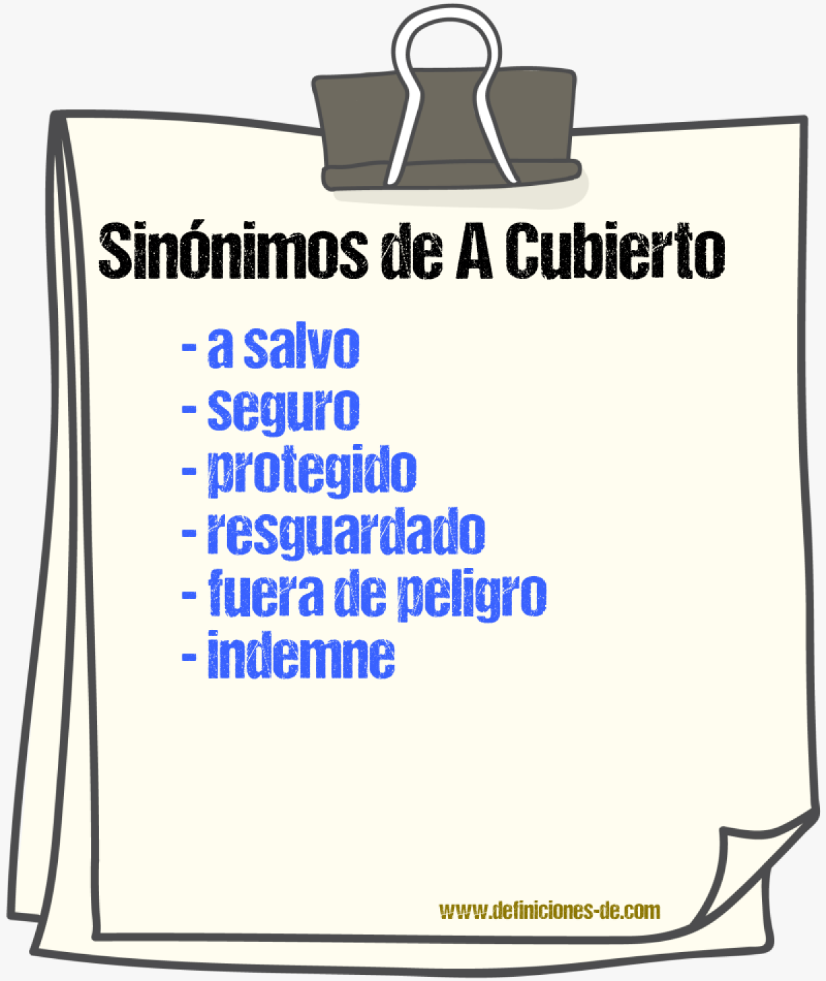 Sinónimos de a cubierto