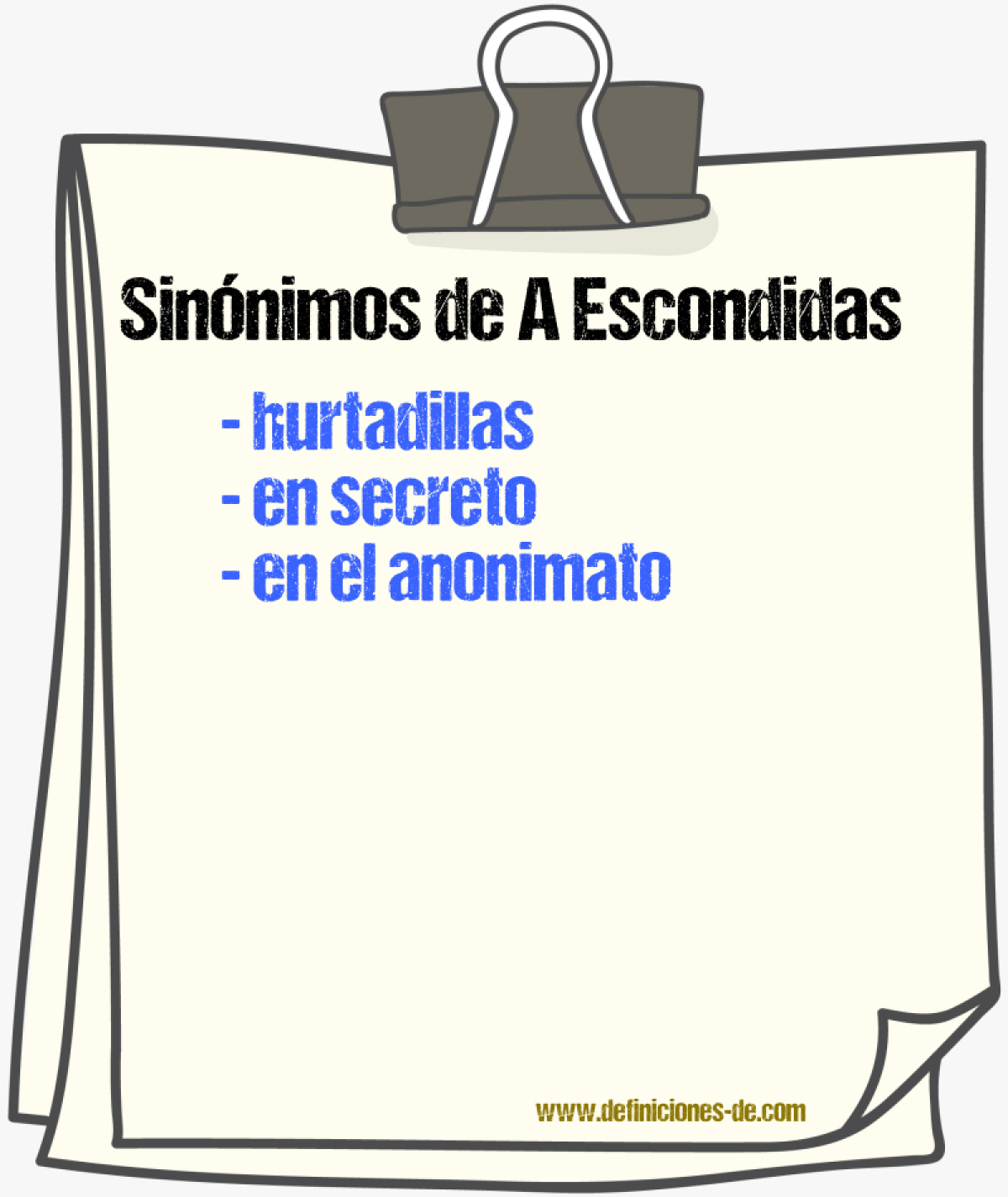 Sinnimos de a escondidas