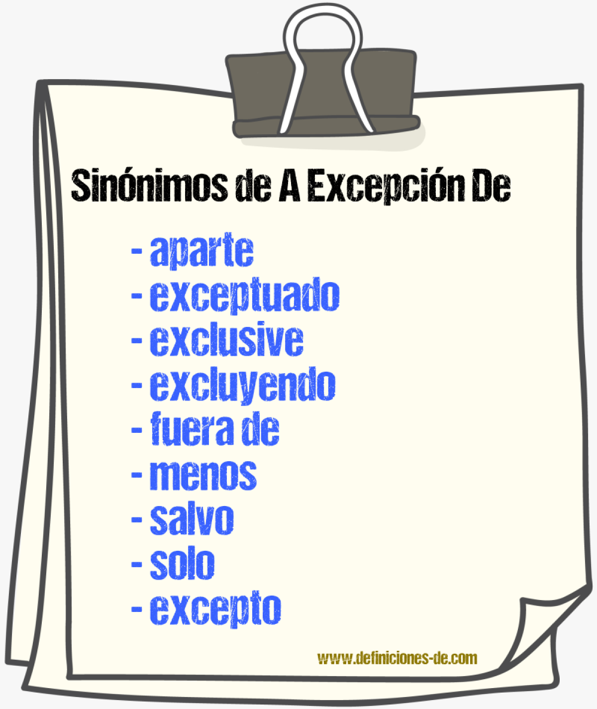 Sinnimos de a excepcin de