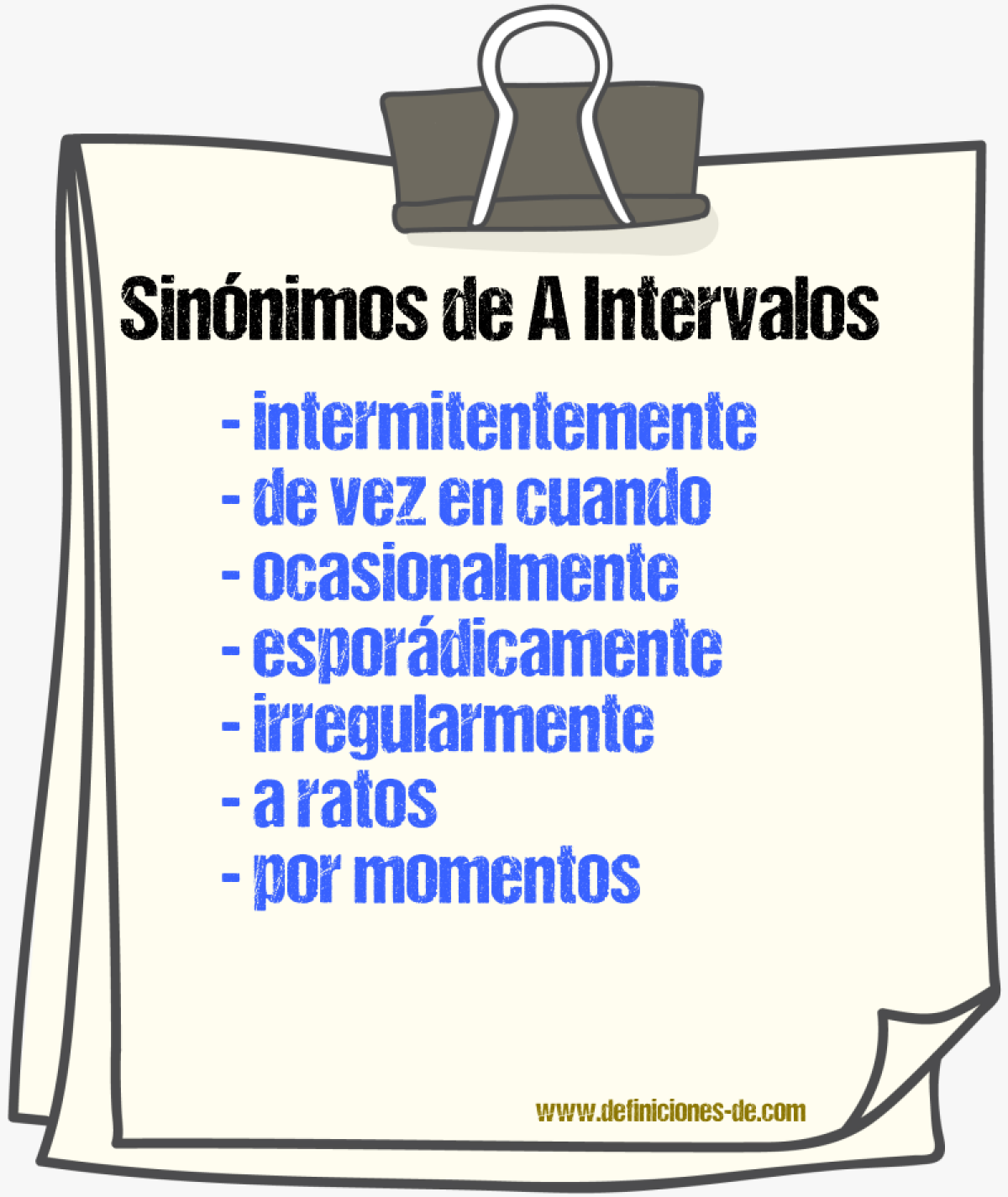 Sinónimos de a intervalos
