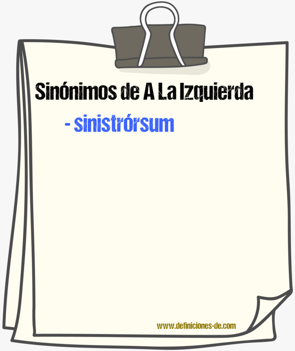 Sinnimos de a la izquierda