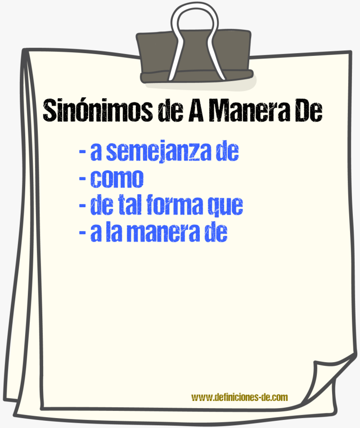 Sinnimos de a manera de