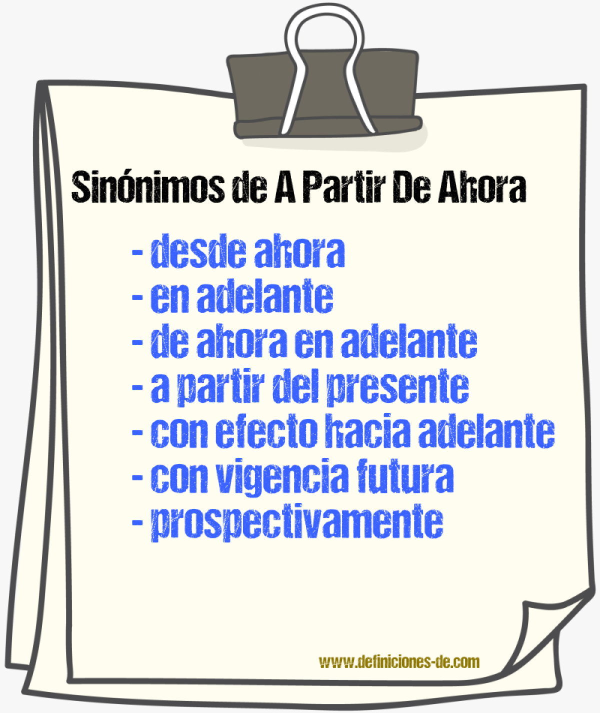 Sinónimos de a partir de ahora