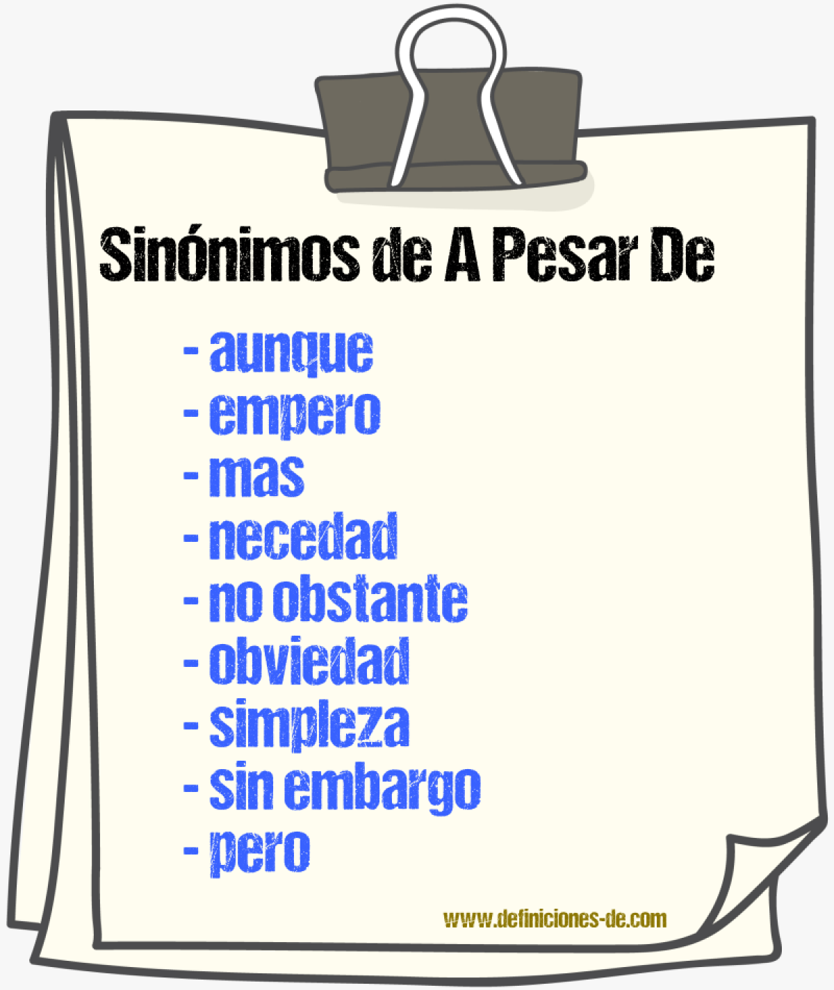 Sinnimos de a pesar de