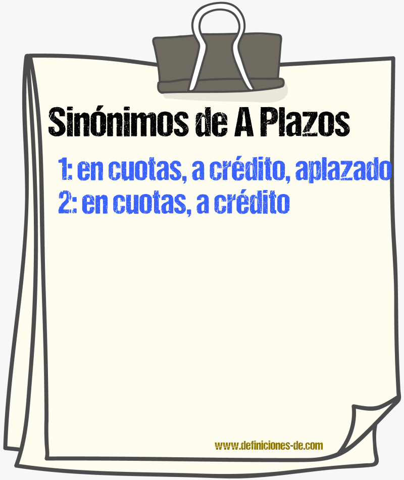 Sinónimos de a plazos