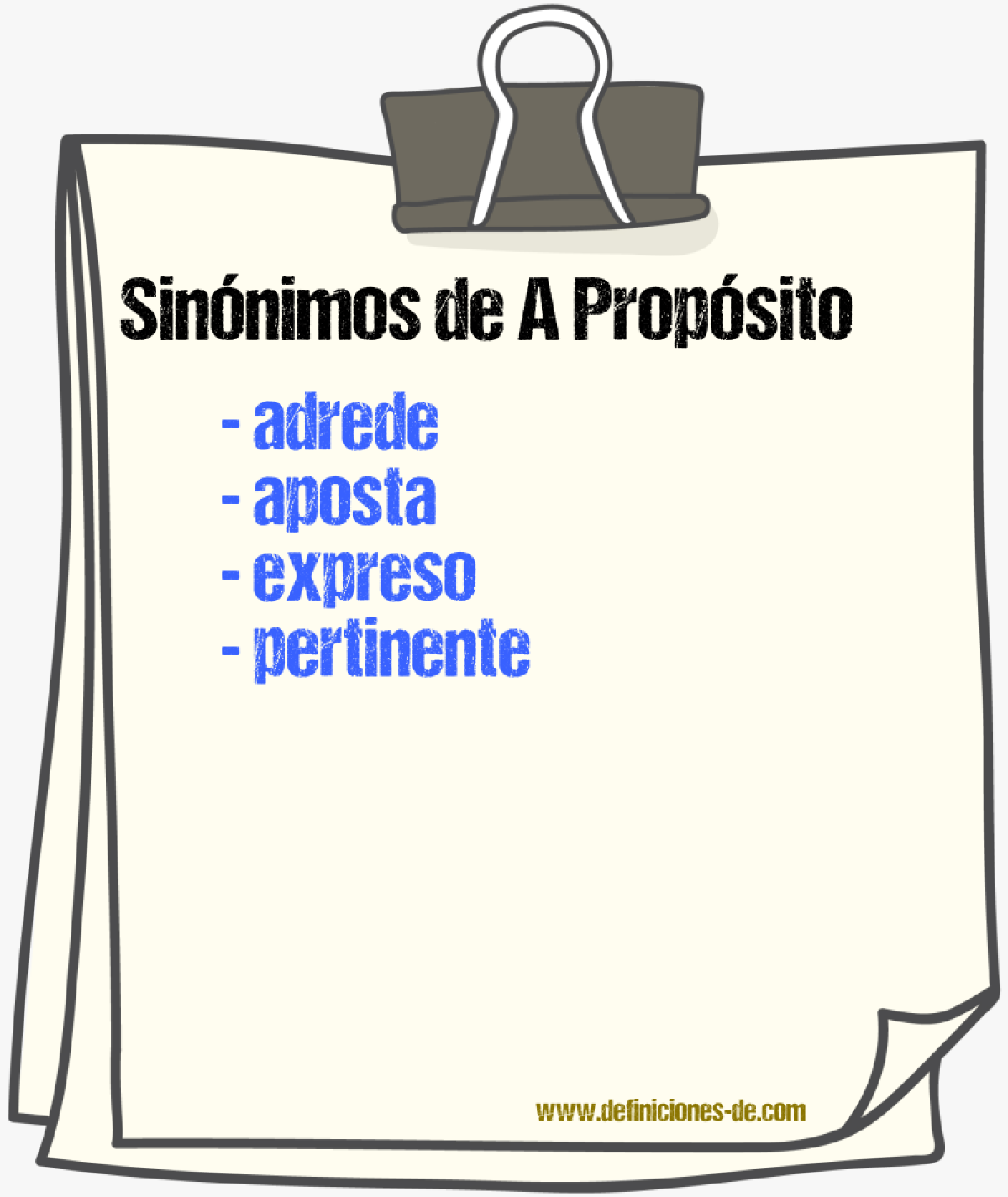 Sinnimos de a propsito