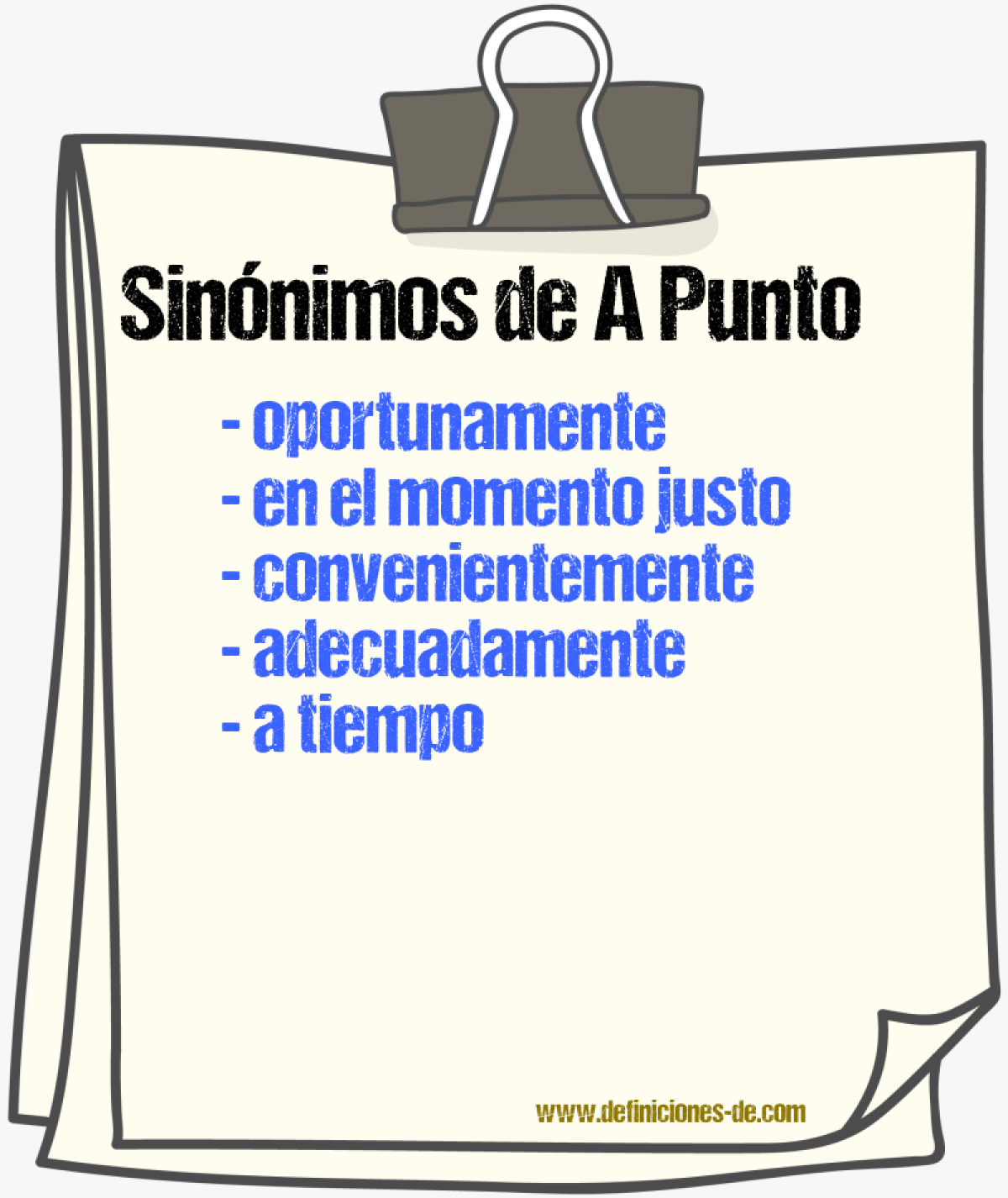 Sinónimos de a punto