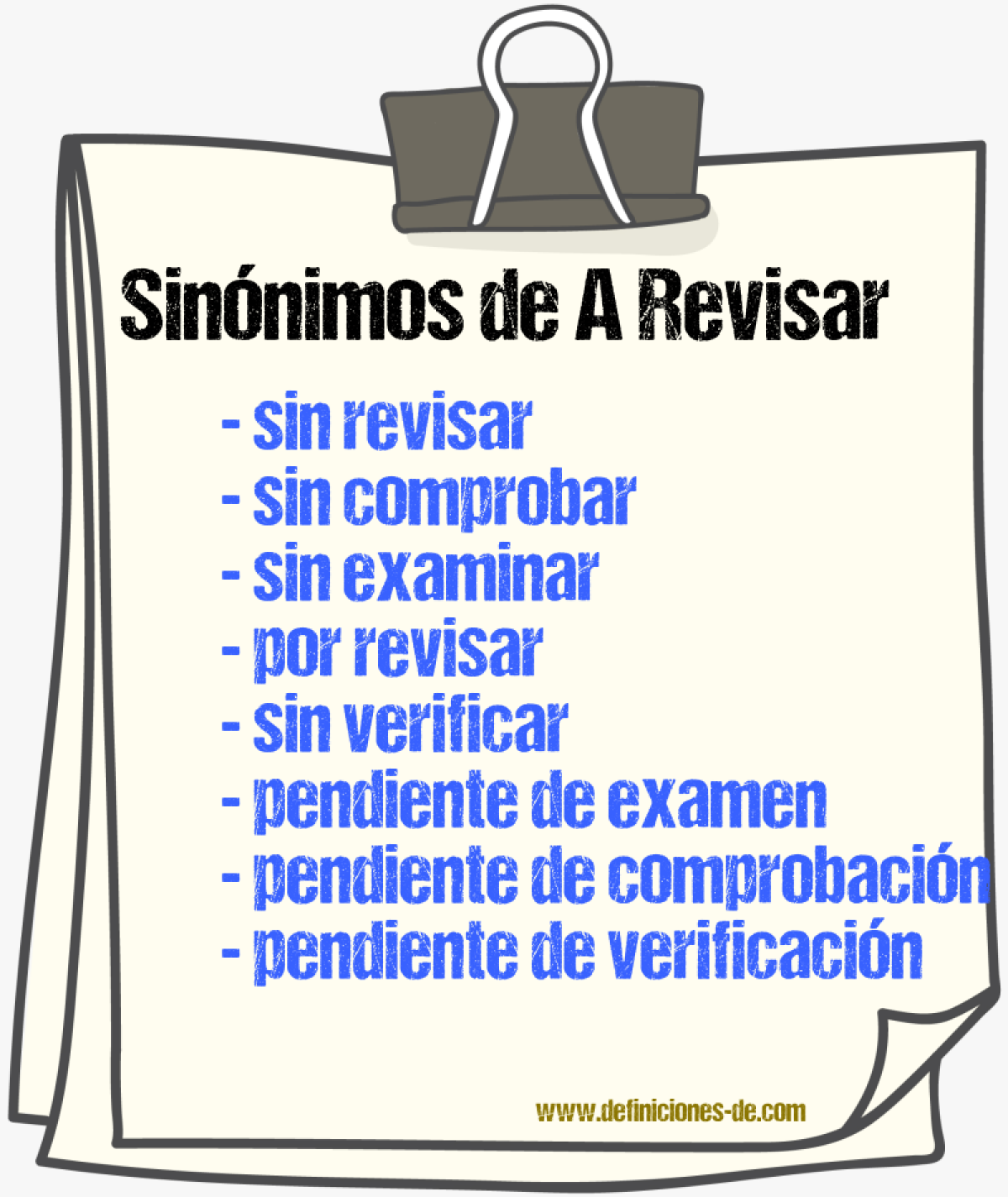 Sinónimos de a revisar