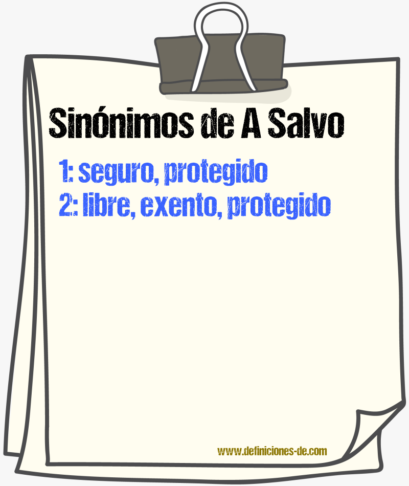 Sinónimos de a salvo