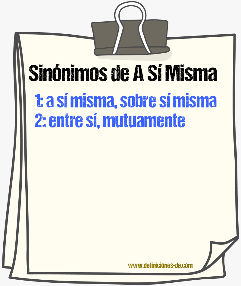 Sinónimos de a sí misma