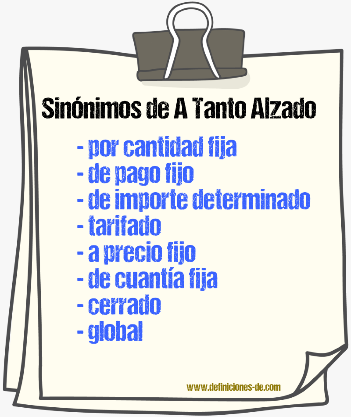 Sinónimos de a tanto alzado
