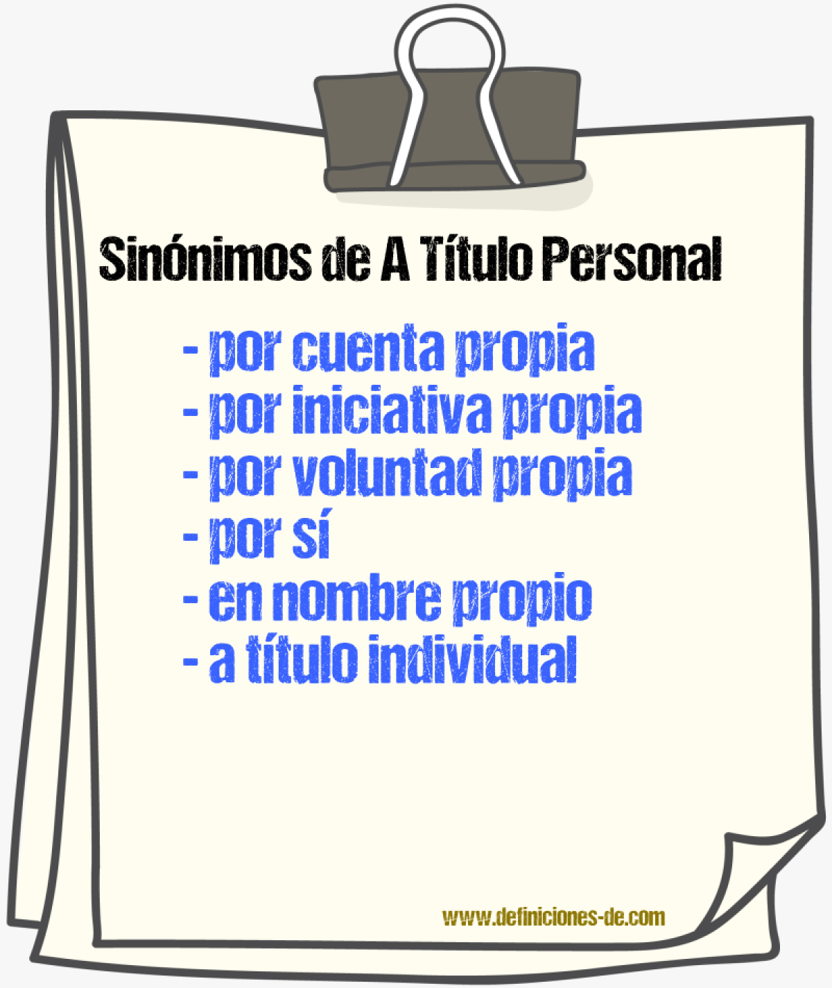 Sinónimos de a título personal