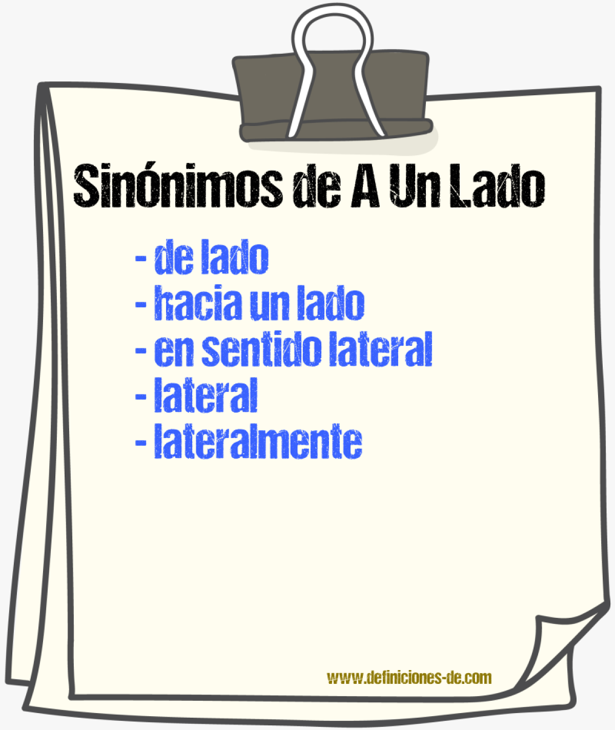 Sinónimos de a un lado
